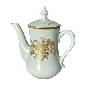 Royal Limoges France Porcelain Lhassa Small Coffee Pot Gold Leaf